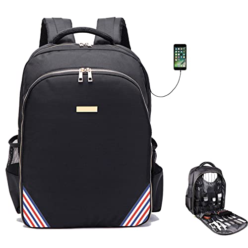 Barbers Bookbags for Clippers and Supplies Hairstylist Bags Travel Backpack Case for Barbers Tools Storage with USB and PU¡¦