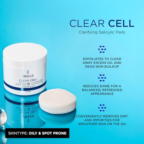 IMAGE Skincare, CLEAR CELL Salicylic Clarifying Pads, Exfoliating Wipes to Clarify Pores for Oily Prone Skin, 60 Pads