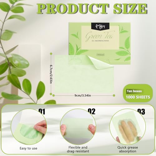 1000pcs Oil Blotting Sheets for Face, Blotting Paper for Oily Skin, Clean and Clear Oil Absorbing Sheets