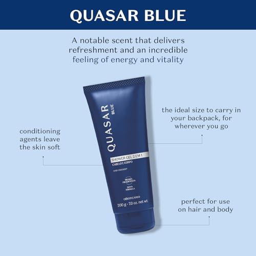 O BOTICARIO Quasar Shower Gel, Energizing 2-in-1 Body and Hair Wash for Men, 6.7 Ounce
