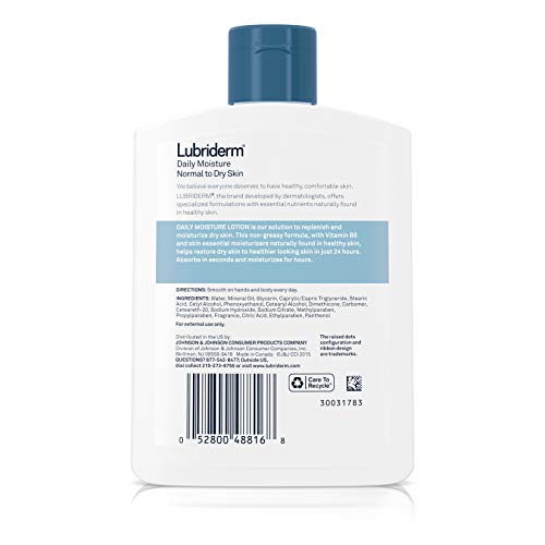 Lubriderm Daily Moisture Hydrating Body and Hand Lotion with Vitamin B5, Non-Greasy, 6 fl. oz