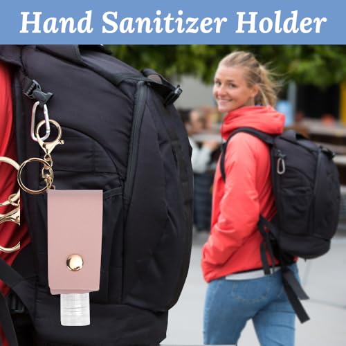 8 PCS Hand Sanitizer Holder,Leather Empty Travel Size Bottle, Mini Hand Sanitizer Keychain Travel Size