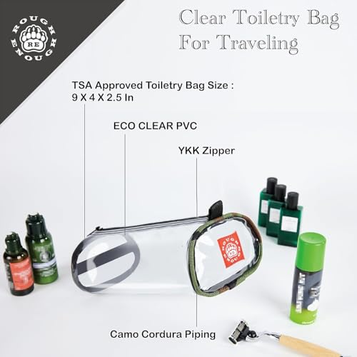 Rough Enough Clear Travel Toiletry Bag for Women Leakproof Cosmetic Makeup Organizer for Toiletries Traveling Essentials