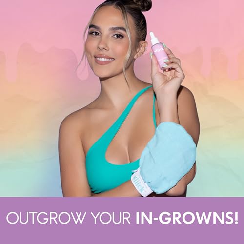 Sliick Buff + Brighten Ingrown Hair Treatment for Bikini Area ? Post Shave Serum & Exfoliating Mitt for Razor Bumps & Dark Spots, Ingrown Hair Serum, 1 fl oz
