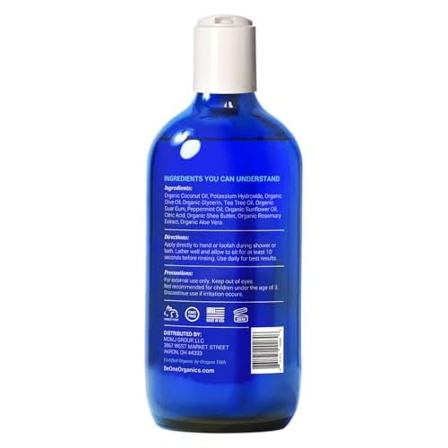 Certified Organic Tea Tree Body Wash by Be-One - Jock Itch - Athletes Foot - Ringworm - Acne - Eczema - Vegan - For Men & Women - Paraben & Sulfate Free - Sensitive - Natural - MADE IN USA
