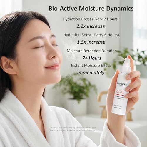 Collagen Spray Toner, Fine Mist Face Toner with Collagen & D-Panthenol, Firming & Elasticity, Instant Hydration, Soothe Irritated Skin, Korean Skincare 100ml / 3.38fl.oz