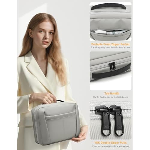 Travel Hanging Toiletry Bag for Men Women Wash Bags Water-Resistant Organiser Makeup Cosmetic Bag Foldable Large Capacity Travel Sized Toiletries with 5 Compartments (Silk Grey, Medium)