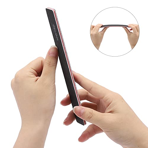 100 Pcs Black Nail Files 100/180 Grit Professional Double Sided Emery Boards Coarse and Medium Grit Rectangle Buffering File for Acrylic Nails