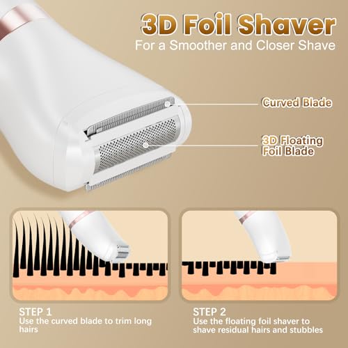 Bikini Trimmer for Women - MAXGROOM Waterproof Electric Razors for Women, Cordless Electric Shaver for Private Area with LED Display, USB Rechargeable & Travel Pouch, White