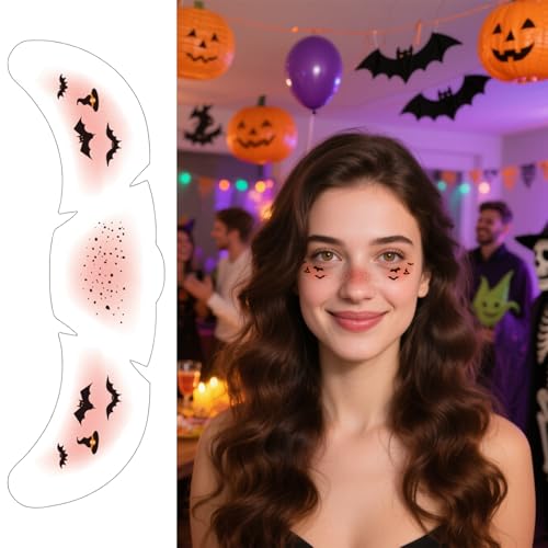 Halloween Glitter Freckles,8 Pcs Waterproof Makeup Patches Shimmer Freckle Set Temporary Tattoos for Women Parties,Cosplay,Daily Use