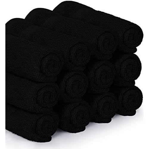 Utopia Towels 12 Pack Premium Wash Cloths Set, 12 by 12 Inches, 100% Cotton Ring Spun, Highly Absorbent and Soft Feel Essential Washcloths for Bathroom, Spa, Gym, and Face, Black