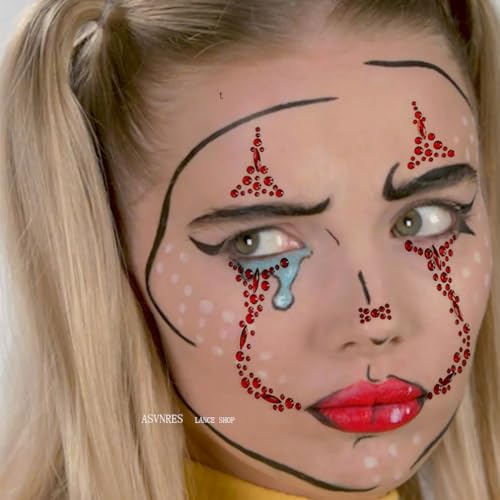 4 Pieces Face Gems Jewels Tattoos for Halloween, Day of the Dead Face Temporary Skull Tattoos Rhinestone Crystal Stones Body Gems Makeup Stickers for Halloween Festival Rave Party Outfit