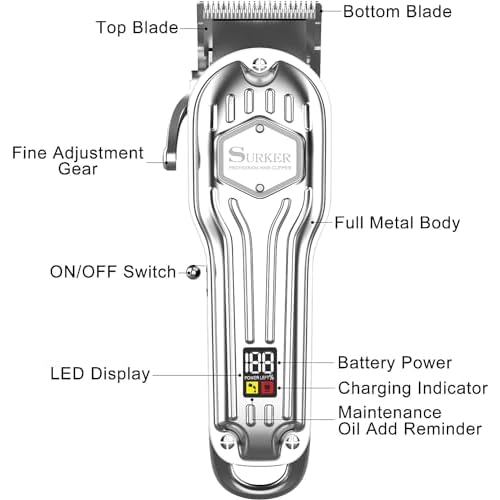 SURKER Mens Hair Clippers Cord Cordless Hair Trimmer Professional Haircut Kit for Men Rechargeable LED Display