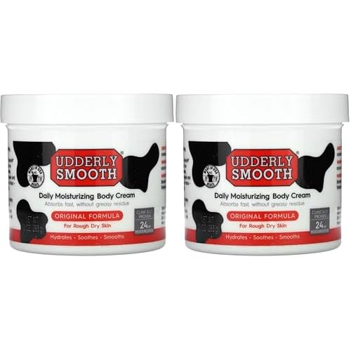 Udderly Smooth Udder Cream, Skin Moisturizer, 10 Ounce Jar (Pack of 2)