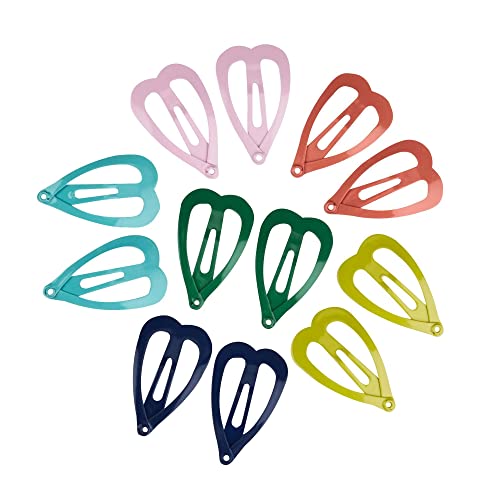 Scunci Kids Heart Hair Snap Clips, Assorted Colors, 12-Pieces