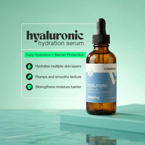 Hyaluronic Acid Serum for Face Made in USA 60 ml - Lightweight, Non-Greasy Hyaluronic Serum with Panthenol Vitamin B5 for All Skin Types Hydrating Skin Care Anti Aging Plupming Skincare