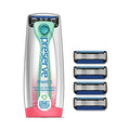 Preserve Shave 5 Five Blade Refillable Razor, Made from Recycled Materials, Neptune Green and Preserve Five Blade Replacement Cartridges for Preserve Shave Five Recycled Razor (4 Count) Bundle