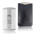 Metal Beard Mustache Comb for Men - Anti-Static Dual Action - Credit Card Size Stainless Steel EDC Comb, Lice Wallet Pocket, Fine Cutting Teasing Barber Hair Styling - Silver