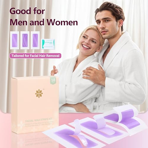 Facial Wax Strips Fast-Working for Body,At-Home Waxing Kit with 36ct Hair Remover Wax Ready Strips, Arms, Armpits, Bikini, Gentle, Personal Care Product (WAX STRIPS - for facial)