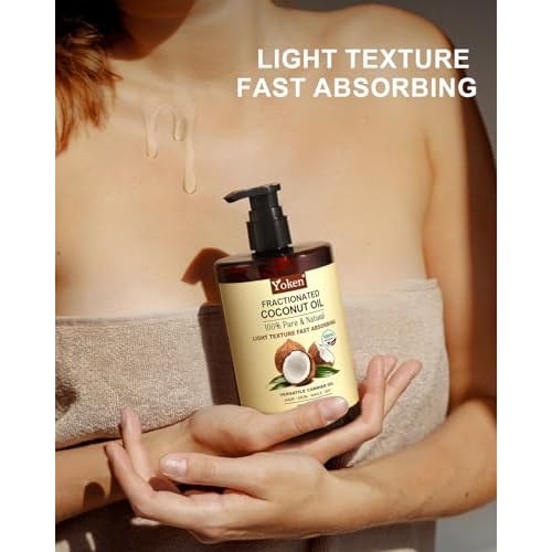Fractionated Coconut Oil for Skin 16 Oz, 100% Pure & Natural Liquid Coconut Oil, Moisturizer for Hair, Face, Body, Carrier Oil for Essential Oils Mixing, Massage, Hexane Free, Unscented
