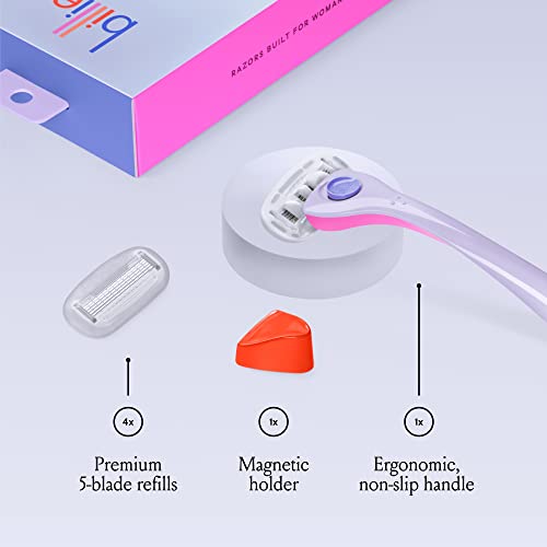 Billie Razors for Women Shaving Kit ? Women¡¯s Razor + 4 x 5-Blade Razor Refills + Magnetic Holder + Women¡¯s Razor Travel Case - DreamPop