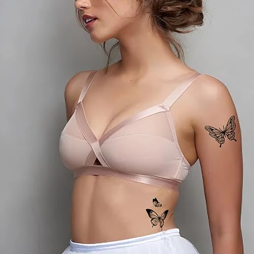 Temporary Tattoos Butterfly 3 Sheets Large Temporary Tattoo Halloween Cosplay Costume for Men Women Adults Waterproof Friction Resistant Low Reflective Lasts 5-7 day