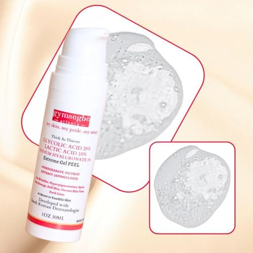 gymsegb? 20% Glycolic + 10% Lactic Acid AHA Chemical Peel ? Professional Facial Exfoliant with 3% Hyaluronic Acid for Texture, Dark Spots & Pores ? Fragrance?Free, Sensitive Skin & Melanin?Safe - 30ml