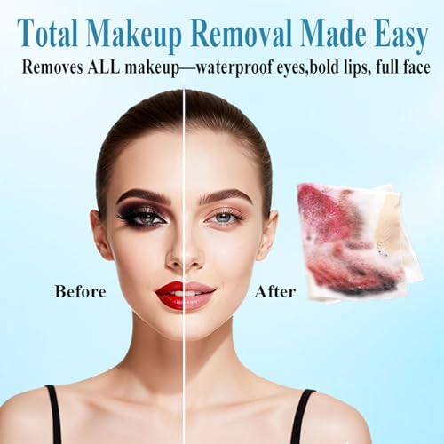 100 Count Makeup Remover Wipes Bulk, Individually Wrapped & Travel Size - Alcohol-Free & Unscented Facial Cleansing Towelettes for Sensitive Skin, Ideal for Travel, Hotel, Gym and All Skin Types