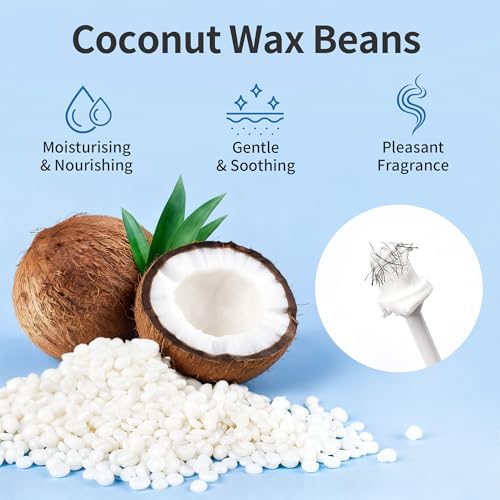 Beauty7 Nose Wax Kit, Face Ear Nose Hair Removal Kit for Men and Women, 100g Waxing Beads, Portable Wax Heater, 32 Applicators, USB-C Heating, Reusable Silicone Pot