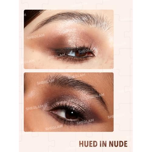 SHEGLAM 8-Color Shimmer Matte Eyeshadow Palette Smooth Blendable Jazy Jigsaw Eyeshadow Palette-Hued in Nude