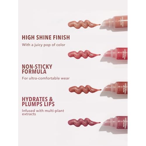 SHEGLAM Power Bouquet Lip Gloss Shiny Tinted Moisturizing Plumping Non-Sticky Lip Oil Repairing Camelia Extract Lip Care-Freesia