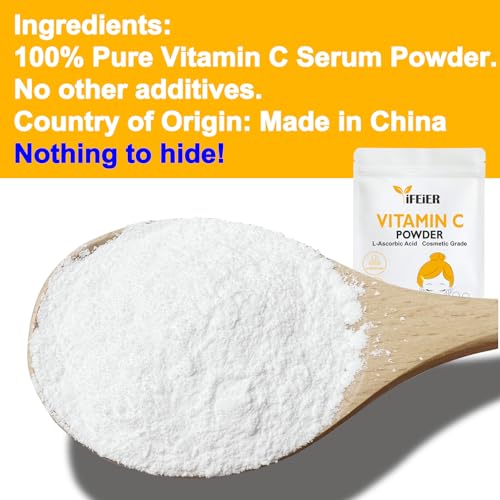 Vitamin C Powder for face | 100g(3.53oz) Cosmetic Grade Pure Vitamin C serum powder for Skin | L-Ascorbic Acid VC powder for DIY Serum, Creams | VC for face skin