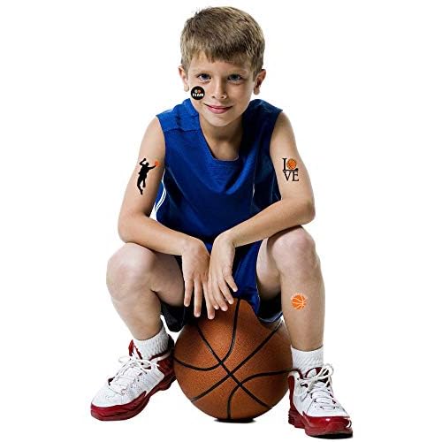 Oringaga 300 Basketball Temporary Tattoos for Kids - Sports/Basketball Birthday Baby Shower Party Supplies Goodie Bag Stuffers Favors Prize Motivational Stickers(24 Sheets)