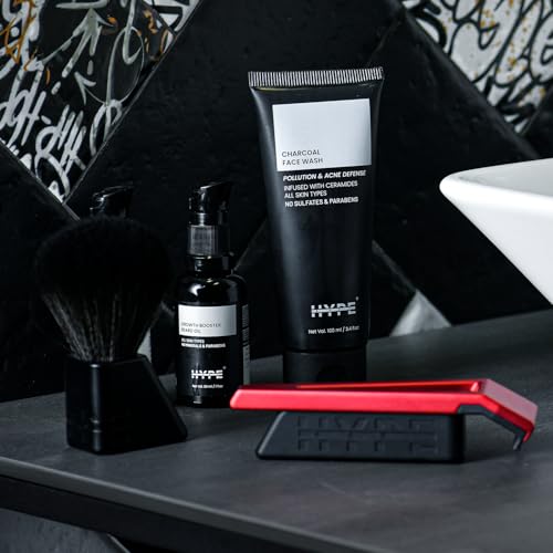 HYPE Vegan Shave Brush ? Premium Synthetic Fibers, CNC Machined Aluminum Handle ? Whips Up Luxurious Lather for a Smooth, Precise Shave - Black