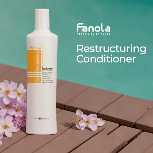 Fanola Restructuring Hair Conditioner for Women & Men - Hydrating Conditioner for Dry Hair with Argan & Linseed Oil - Repairing, Nourishing, Anti-Frizz Formula for Damaged Strands (11.8 Fl oz)
