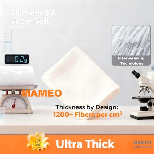 MAMEO Ultra Thick Disposable Face Towels XL, Lint-Free Facial Wipes for Makeup Removal & Gentle Skin Care,Household Essentials,160 Count£¨4 Pack£©