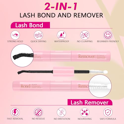 Eyelash Extension Kit 167pcs DIY Individual Eyelashes Kit Cluster Lashes D Curl 8-16mm Lash Extension Kit with Lash Bond Lash Remover Lash Kit Set(60D+80D-8-16Mix Kit)