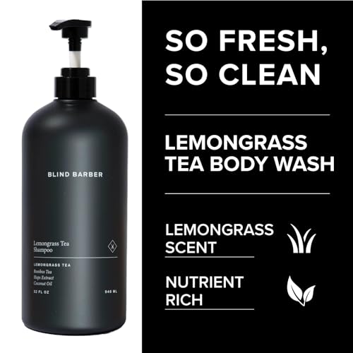 Blind Barber Lemongrass Tea Hair Shampoo for Men - Daily Clarifying Shampoo - Helps Remove Product Build-Up & Debris - Made with Hops Extract & Juniper Berry - Sulfate & Paraben-Free (32 Fl oz)