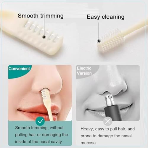 6 Pcs 2-in-1 Nasal Hair Cutter, New Double Sided Nose Hair Knife, Portable Nostril Hair Remover Tool, 360¡Æ Nose Hair Trimmer with Ear Picker Soft Cleaning Brush for Women Men