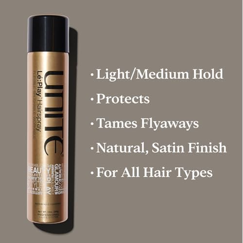 UNITE Hair - L?:Play Hairspray ? Flexible Light to Medium Hold Styling Spray ? Brushable, Non-Flaking with Natural Satin Finish ? Thermal Protection ? 10 Oz