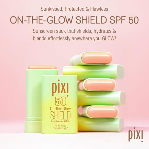 Pixi Beauty On-the-Glow SHIELD SPF 50 2-pack | Lightweight & Ultra-Hydrating Sunscreen Stick for Everyday Use | No White Cast | Travel Size, Vegan & Paraben-Free | 2x 0.6oz/19g
