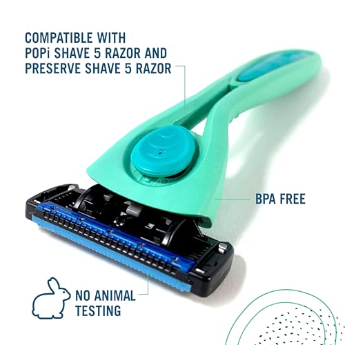 Preserve Shave 5 Five Blade Refillable Razor, Made from Recycled Materials, Navy Blue