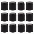 Cornucopia 4oz Black Coated Glass Jars (12-Pack); Cosmetic Jars with Black Metal Lids and Black Matte Exterior, 4-Ounce