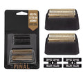2 pcs Professional 5 Star Series Finale Shaver Shaper Replacement Super Close Gold Foil and Cutter Bar Assembly, Compatible with Wahl Shaver Foil Model 7043-100,Shaving for Barbers and Stylists