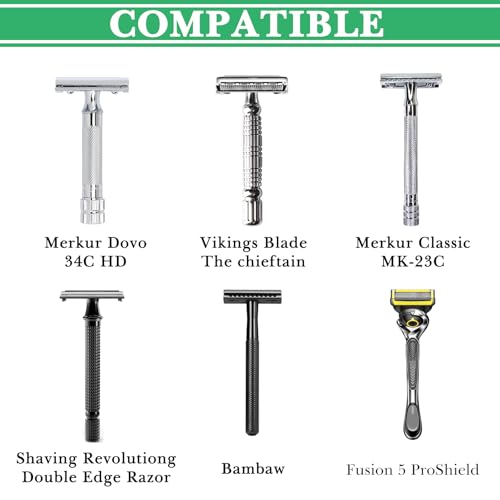 Linkidea Shaver Kit Storage Stand, Stainless Steel Holder for Safety Razor and Shaving Brush Hold, Shaving Kit Stand Fit to Shower Room, Bathroom, Compatible with Manual Razor (Silver), RRS30-01