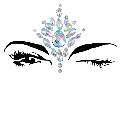 Rhinestone Face Jewels Mermaid Face Gems Body Chest Gem Crystal Eyes Face Stickers Rave Festival Party Face Jewelry for Women 2PCS (Face Gem4)