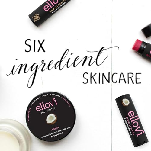 Ellovi Natural Lip Butter Lip Balm - Original - Pure Enough to Eat - Made With Just 6 Vegan Ingredients - Moisturizing Lip Care for All Day Hydration (2-Pack)