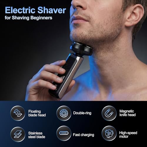 10-Pack Rotary Shavers for Men 3D Floating Head Electric Rotary Razor USB-C Rechargeable Close Shave Easy Clean Magnetic Head Ideal Gift for Dad Husband Travel Razor for Men Stocking Stuffers