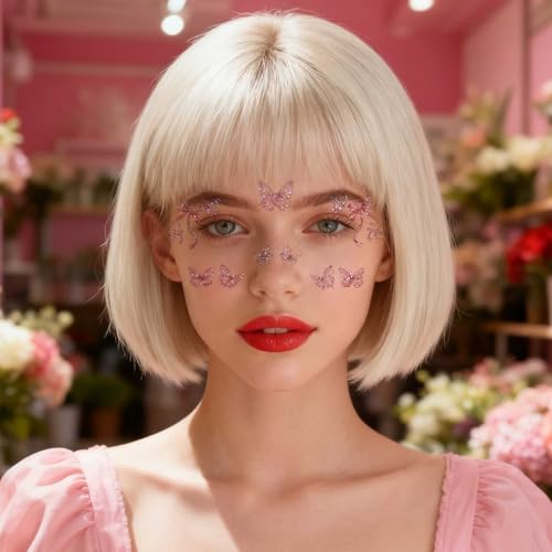 12 Sheets Glitter Butterfly Temporary Tattoos Sticker for Women Eye Face Makeup Decoration, Flash Fairy Body Art Shiny Butterflies Waterproof Fake Tattoos for Festival Party Eye Decor Q996