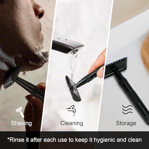 Double Edge Safety Razor, Single Blade Razors for Men and Women, Resuable Metal Razor, with 10 Double Edge Blades, Smooth Close Shave, Plastic-free Eco-Friendly Sustainable Shaving